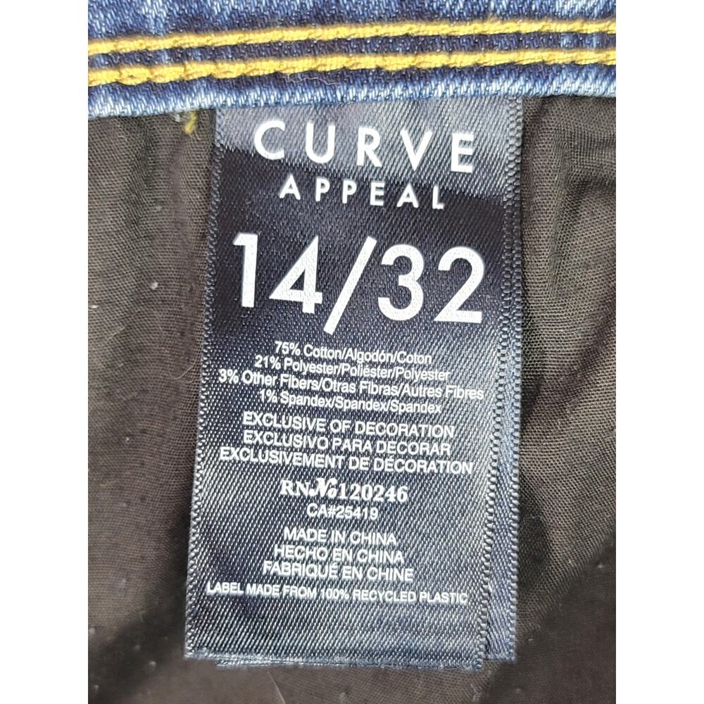 Retro CURVE APPEAL High-Rise Front Seam Medium Wash Blue Denim Jeans Size 14 - Picture 6 of 7